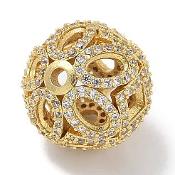 Perles de placage en laiton avec zircone cubique de micro pave&nbsp;KK-L224-019G