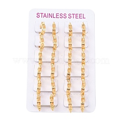 Pendientes de aro con remaches de acero inoxidable 304 pulidos con revestimiento iónico (IP) para mujer&nbsp;EJEW-M001-05G