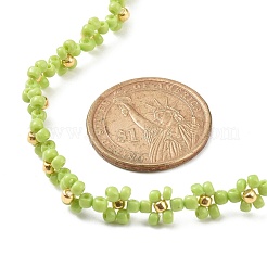 Collana di fiori di perline di semi di vetro con ciondolo ape smaltato in lega&nbsp;NJEW-JN03817