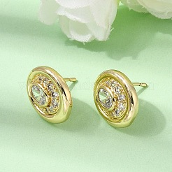 Boucles d'oreilles en laiton avec zircone cubique de micro pave&nbsp;EJEW-G471-13G-01