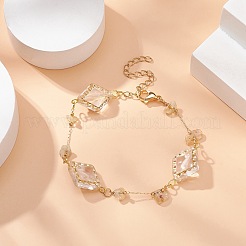 Acryl-Rhombus- und natürliche Citrin-Chips-Perlenkettenarmband&nbsp;BJEW-JB09386