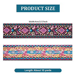 10 Yard Polyester-Jacquard-Blumenbänder im Ethno-Stil&nbsp;SRIB-WH0011-195