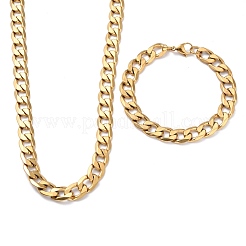 304 Edelstahl Panzerketten Armbänder & Halsketten Schmuck-Sets&nbsp;SJEW-I206-01G