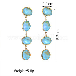 Pendientes colgantes de acero inoxidable 304 y vidrio&nbsp;WGE7ABD-01