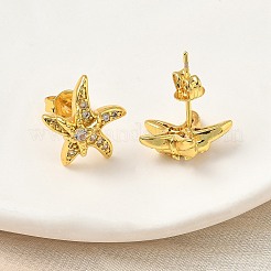 Boucles d'oreilles en laiton zircon cubique micro pavé clair&nbsp;EJEW-A145-03D-G