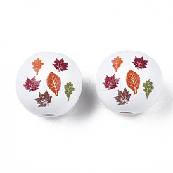Perles en bois naturel imprimé halloween&nbsp;WOOD-S057-089