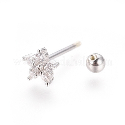 Anlaufschutz rhodinierte 925 Sterling Silber Barbell Knorpel Ohrringe&nbsp;STER-I018-03P