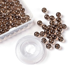 100 Stück 8 mm natürliche Rauchquarz-Rundperlen&nbsp;DIY-LS0002-06