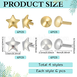 24 pz 4 stile 925 spilli a testa piatta in argento sterling&nbsp;STER-ME0001-10