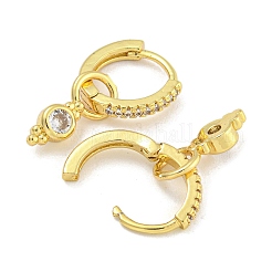 Boucles d'oreilles créoles en laiton plaqué or avec pavé de zircones cubiques transparentes pour femmes&nbsp;EJEW-G410-45G