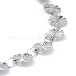 Bracciali a catena a maglie tonde piatte in acciaio inossidabile 304 anti-appannamento&nbsp;BJEW-I295-10P