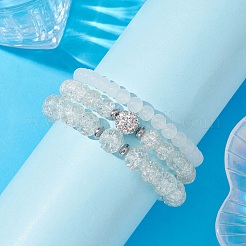 3 stücke 3 stil glas runde perlen stretch armbänder set&nbsp;BJEW-JB09736