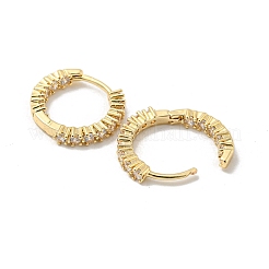 Pendientes de aro de latón con micro circonitas y cubic zirconia transparente&nbsp;EJEW-E295-07KCG