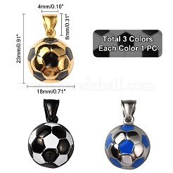 3 pièces 3 couleurs pendentifs en acier inoxydable&nbsp;STAS-UN0039-74