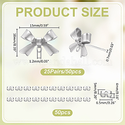 25 Paar Ohrstecker-Beschläge mit Schleife aus 304 Edelstahl&nbsp;STAS-ME0003-34P