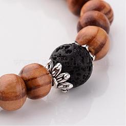 Pulseras elásticas de madera&nbsp;BJEW-JB02404-01