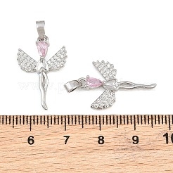 Pendentifs en laiton micro pavé de zircons cubiques roses&nbsp;CU-CBABDE1-10P