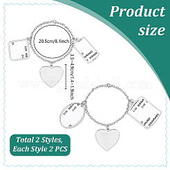 4 Stück 2 Stile DIY Blank Heat Transfer 304 Edelstahl Panzerketten Armbänder Herstellungskits&nbsp;BJEW-PH01874
