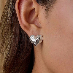 Ohrstecker im französischen Vintage-Stil aus Edelstahl mit strukturierter Herzform für Damen&nbsp;EI9252-2
