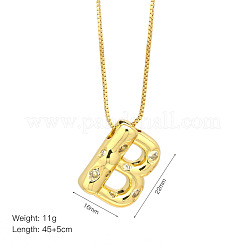 Collane con ciondolo iniziale in ottone con micro pavé di zirconi chiari&nbsp;FS-WGF17D9-07