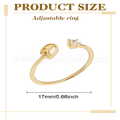 1 anillo abierto con letras de latón y rhinestone para mujer&nbsp;AJEW-LP0004-47D-G