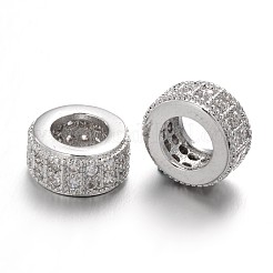 Messing Micro Pave klare Zirkonia europäische Perlen&nbsp;ZIRC-L037-16-FF