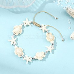 Bracelets ajustables en perles tressées de turquoise synthétique teintée et d'hématite synthétique non magnétique pour femmes et hommes&nbsp;BJEW-JB13779-02