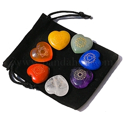 Ensemble de pierres de cœur chakra naturel 7 pièce&nbsp;PW-WGA6C7E-01
