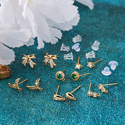 12 Stück 6 Stil Messing Micro Pave Zirkonia Ohrstecker Zubehörse&nbsp;KK-FW0001-10