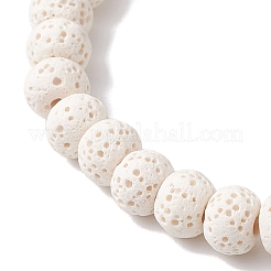 Runde Stretch-Armbänder aus natürlichen Lavasteinperlen für Damen&nbsp;BJEW-JB10974