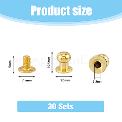 30 Satz Messing mit Eisenknopf Schraubniete&nbsp;FIND-FH0008-64G