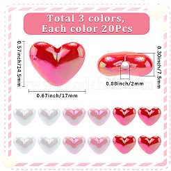 60 Stück 3 Farben UV-beschichtete Kunststoffperlen zum Thema Valentinstag&nbsp;DIY-SP0003-06