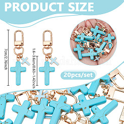 20 pz croce ciondolo decorazioni in turchese sintetico e lega smaltata&nbsp;HJEW-NB00254