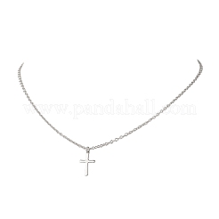 Collane a catena con ciondolo a croce in acciaio inossidabile 304&nbsp;NJEW-JN05844