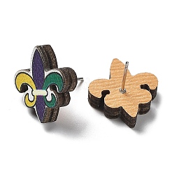 Impression de boucles d'oreilles en bois pour femmes&nbsp;EJEW-B028-08