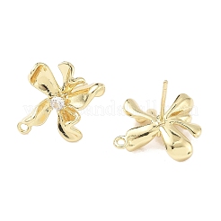 Accessoires de puces d'oreilles en laiton zircone cubique claire micro pavé&nbsp;KK-Z106-02G-03