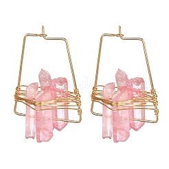 Boucles d'oreilles enveloppées de fil de quartz naturel galvanisé pour fille femmes&nbsp;EJEW-JE04645-01