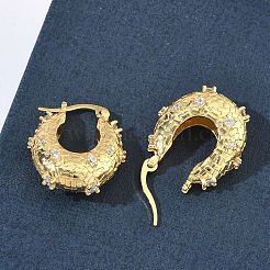 Boucles d'oreilles créoles en laiton zircon cubique micro pavé&nbsp;EJEW-C181-07G