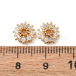 Messing Micro Pave klare Zirkonia Perlenkappen&nbsp;KK-T082-07G