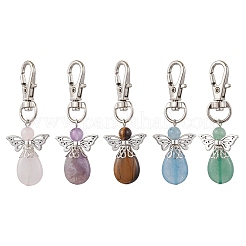 Decorazioni pendenti con angelo in avventurina verde naturale e ametista e quarzo rosa e occhio di tigre e quarzo&nbsp;HJEW-JM02731