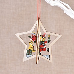 Ornements en bois en forme d'étoile&nbsp;DIY-TAC0007-28B