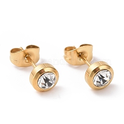 Orecchini a bottone con colonna di strass&nbsp;EJEW-H357-04G-A