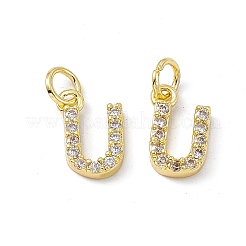 Véritable micro-pavé en laiton plaqué 18k or véritable breloques en zircone cubique transparente&nbsp;KK-E068-VB452-U