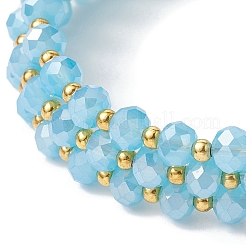 Braccialetto stile avvolgente con perline di vetro rondelle&nbsp;BJEW-JB09965-06