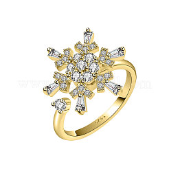 Fiocco di neve 925 argento sterling micro pavé zirconi cubici trasparenti polsino spinner anelli&nbsp;WG86A07-02