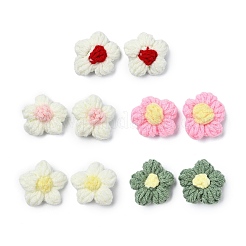 Orecchini a clip con fiori lavorati a maglia in cordoncino di cotone per donna&nbsp;EJEW-JE06227