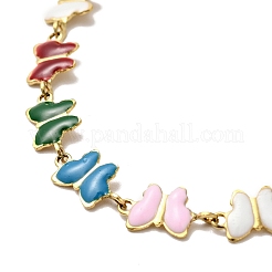 Collana a catena a maglie a farfalla smaltata colorata&nbsp;NJEW-C037-02G
