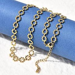 304 Edelstahl Blumengliederkette Halsketten für Damen&nbsp;NJEW-Z091-06G