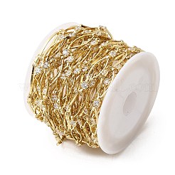 Handgefertigte Messing Pavé klare Zirkonia Pferdeauge Gliederketten&nbsp;CHC-G027-03LG