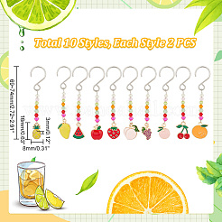 Decorazioni pendenti con frutta in smalto in lega&nbsp;HJEW-AB00279